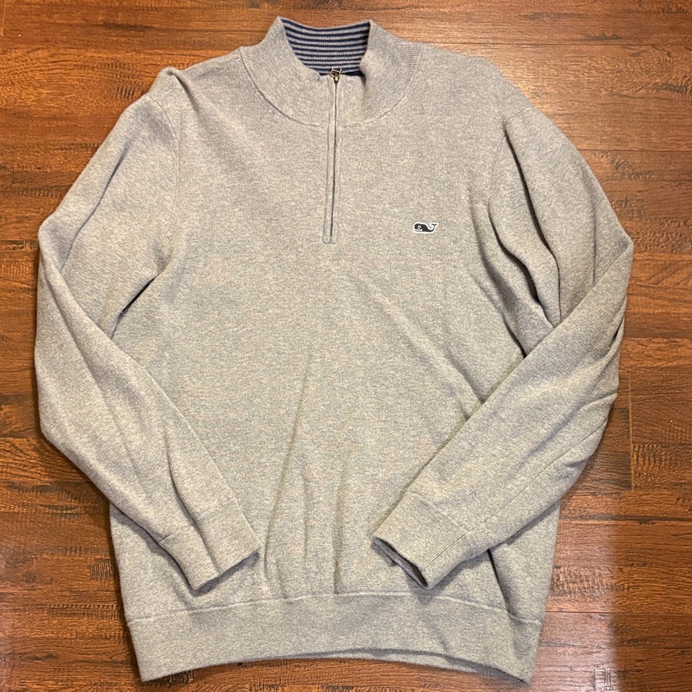 Vineyard Vines Light Gray Zip-Up Sweater